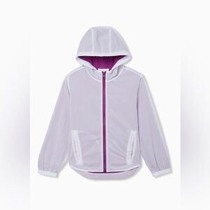Rockets of Awesome Rain Jacket kids size 8 white and purple